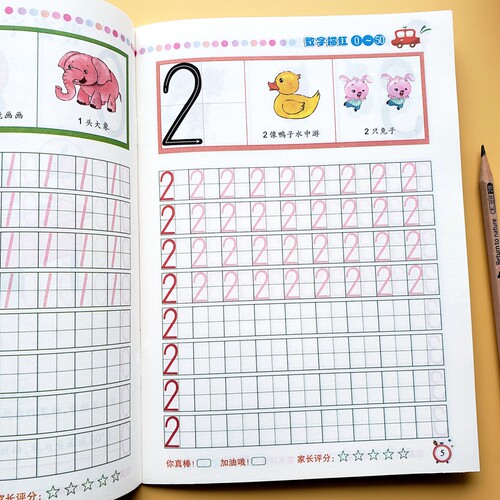 儿童拼音描红本幼儿园小班中大班数字0-10练字本学前一年级笔画笔顺田字格写字幼小衔接每日一练全套教材练习册初学者控笔训练字帖 - 图0