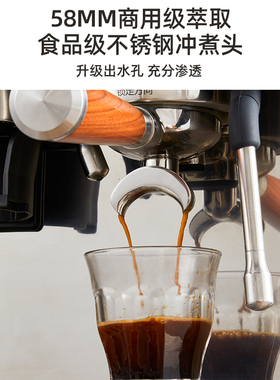 咖啡机研磨一体意式家商用研磨萃取打奶小型半自动咖啡机110V有售