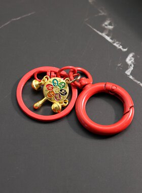 福运红色钥匙挂扣双铃小挂饰轻量随身搭配小物玩偶挂扣配件包挂件