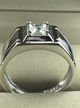 圆形925纯银镀18k白金戒托