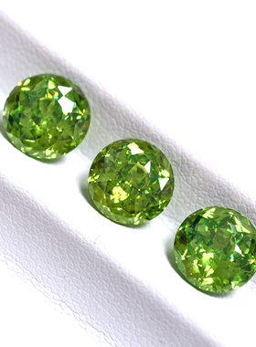 【繁星切】橄榄石星球点点切割戒指圆形高碳钻彩宝主石裸石