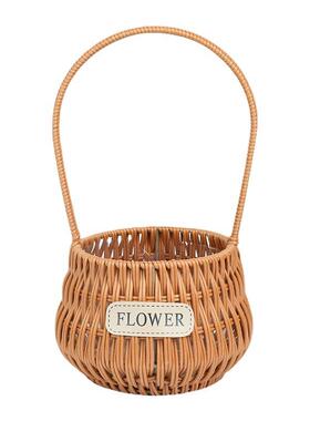 伴手礼花篮婚庆满月仿藤手工编织鲜花插花玫瑰包装篮手提花篮