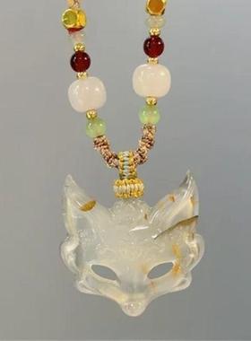 「绛痕·狐面」新中式狐狸编织吊坠项链2025新款国风设计感颈链