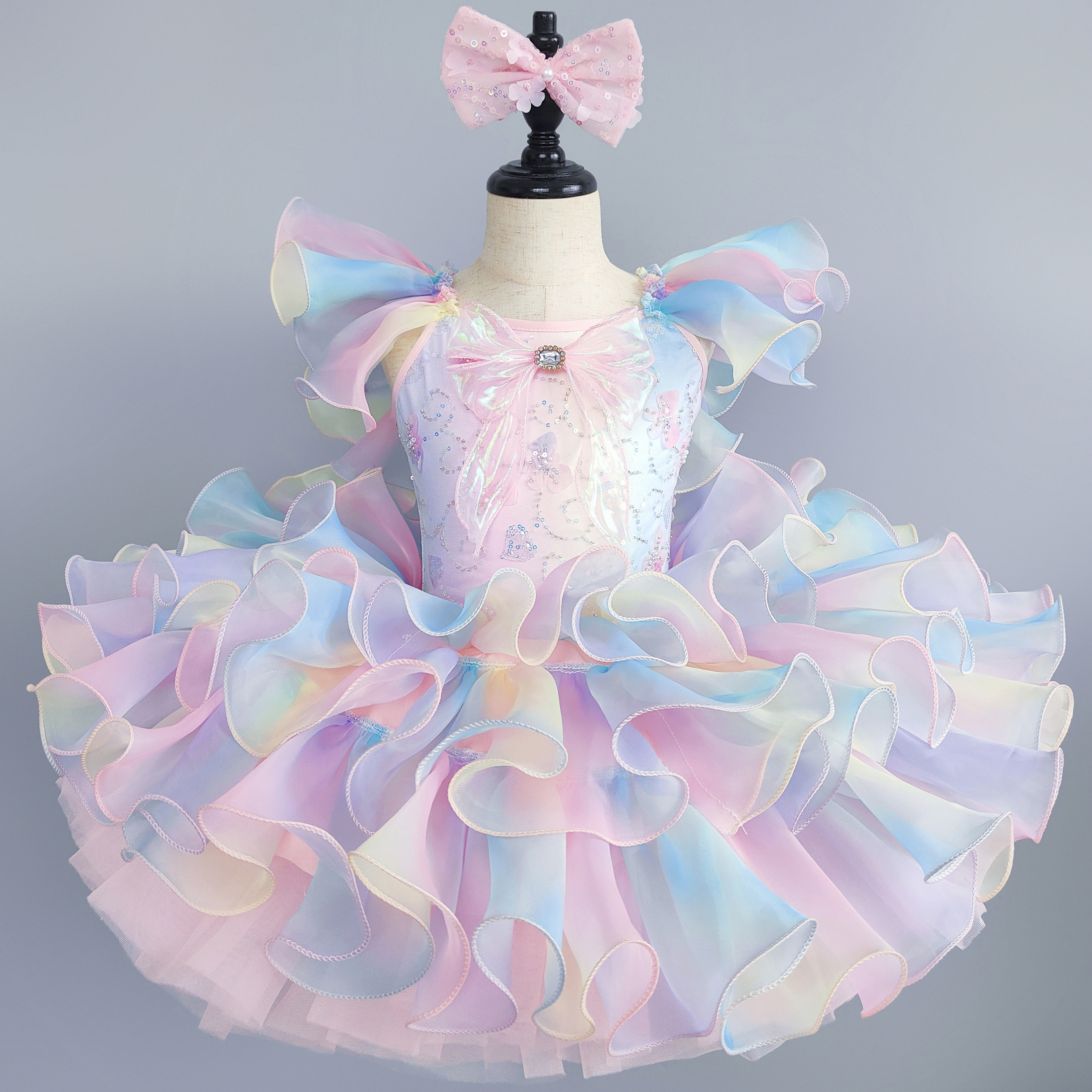 儿童芭蕾舞裙女童蓬蓬纱小天鹅演出服亮片七彩可爱汇演机构表演服,淘宝优惠券,粉丝福利购,淘宝优惠卷