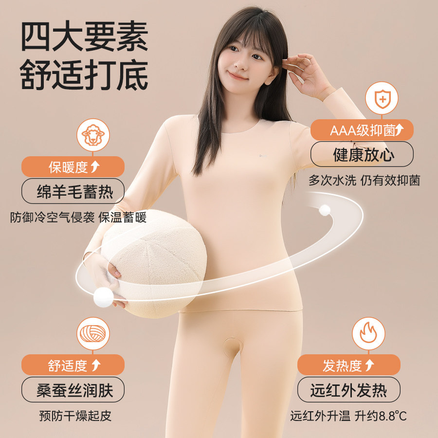 猫人少女保暖内衣大童初高中学生校服内搭打底衫秋衣秋裤套装冬季,淘宝优惠券,粉丝福利购,淘宝优惠卷