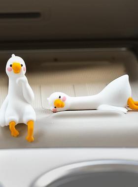 大白鹅嘎嘎日常车载摆件汽车中控台显示屏车内装饰品开车解压摆件