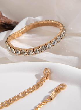 欧美跨境饰品复古个性麻花手链仿宝石夸张朋克手镯手链