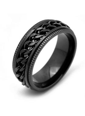 电商爆款戒指男可转动钛钢链条戒指个性风潮欧美跨境首饰品