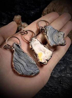 跨境复古风天然太阳玛瑙晶芽不定形随形时尚个性欧美风毛衣链吊坠