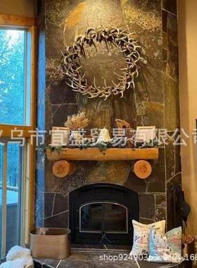 跨境圣诞节鹿角花环装饰品摆件设计仿真鹿角家居庭院装修农舍树脂