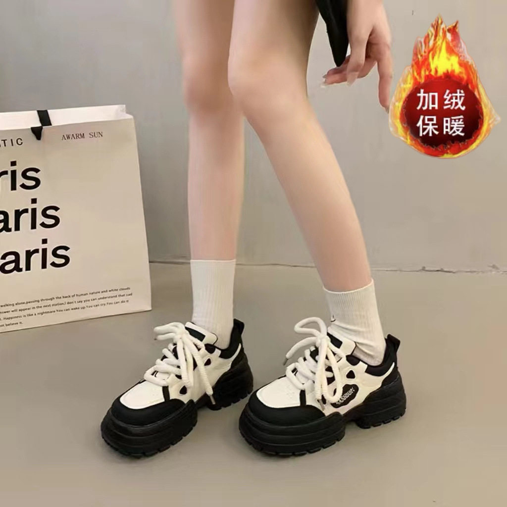 厚底增高休闲乐福鞋女2025冬季新款加绒保暖时尚百搭休闲鞋老爹鞋,淘宝优惠券,粉丝福利购,淘宝优惠卷