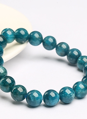 蓝磷灰手串男女情侣款手饰蓝色五行补水串佛珠天然磷灰石原矿手链