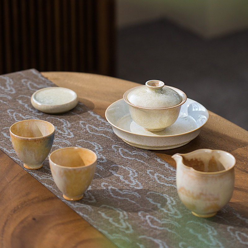 瓷八里 橙蓝窑变 景德镇手工陶瓷茶具 三才盖碗家用泡茶器茶碗,淘宝优惠券,粉丝福利购,淘宝优惠卷