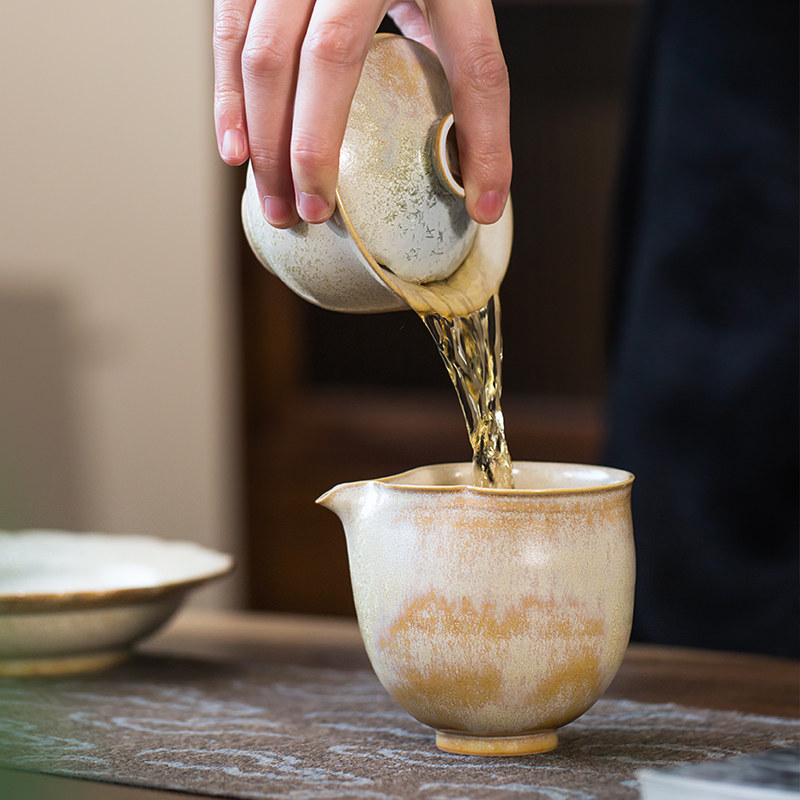 瓷八里 橙蓝窑变 景德镇手工陶瓷茶具 三才盖碗家用泡茶器茶碗,淘宝优惠券,粉丝福利购,淘宝优惠卷