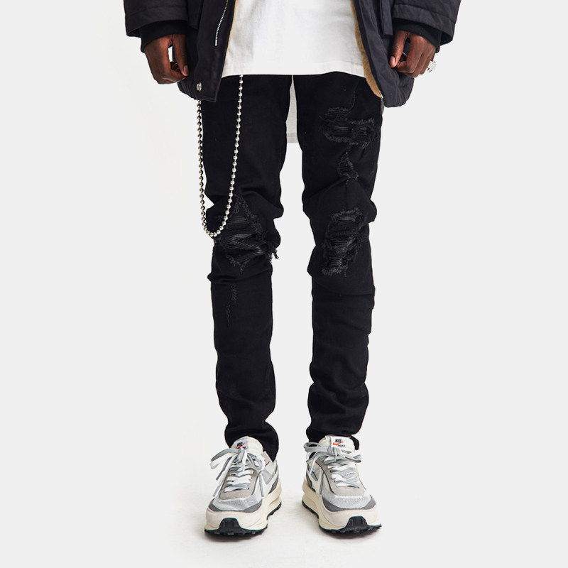 btw秋季欧美嘻哈修身男潮流牛仔裤 BACK TO WILD牛仔裤