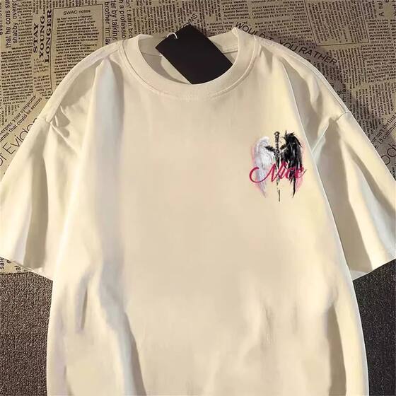 2026 New Wasteland Style American Wings Printed Short-Sleeved T-Shirt Men's Summer Student Handsome Top Loose and Versatile