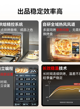 德造商用电烤箱风炉60升120升可选私房烘焙四层季蛋黄酥热风循环