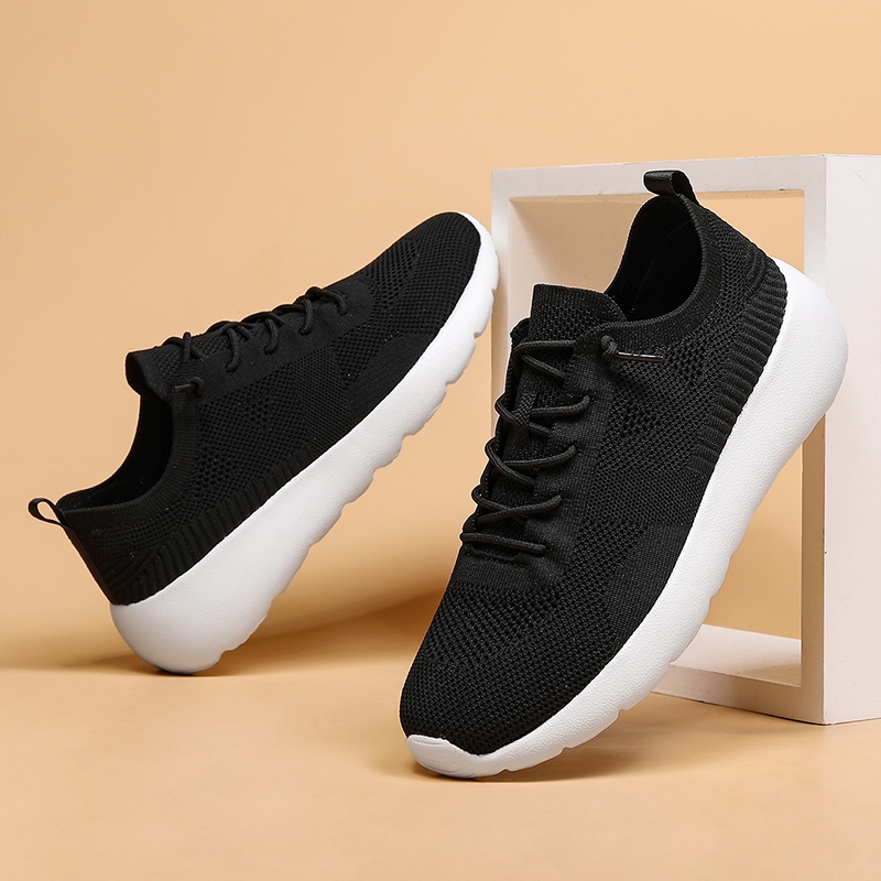 撤柜多运动走路鞋秋冬新款男女鞋一脚蹬懒人鞋子休闲飞织网面防滑 - 图3