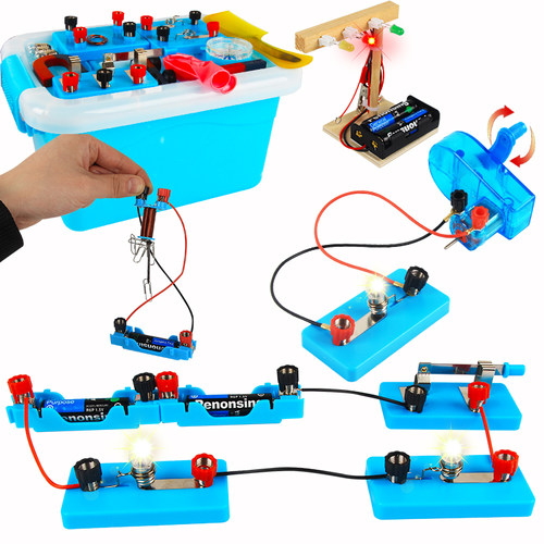 电路实验器材小学四年级下册科学实验套装物理电学实验器材全套学生用单刀开关串并联简单电路点亮小灯泡 - 图3