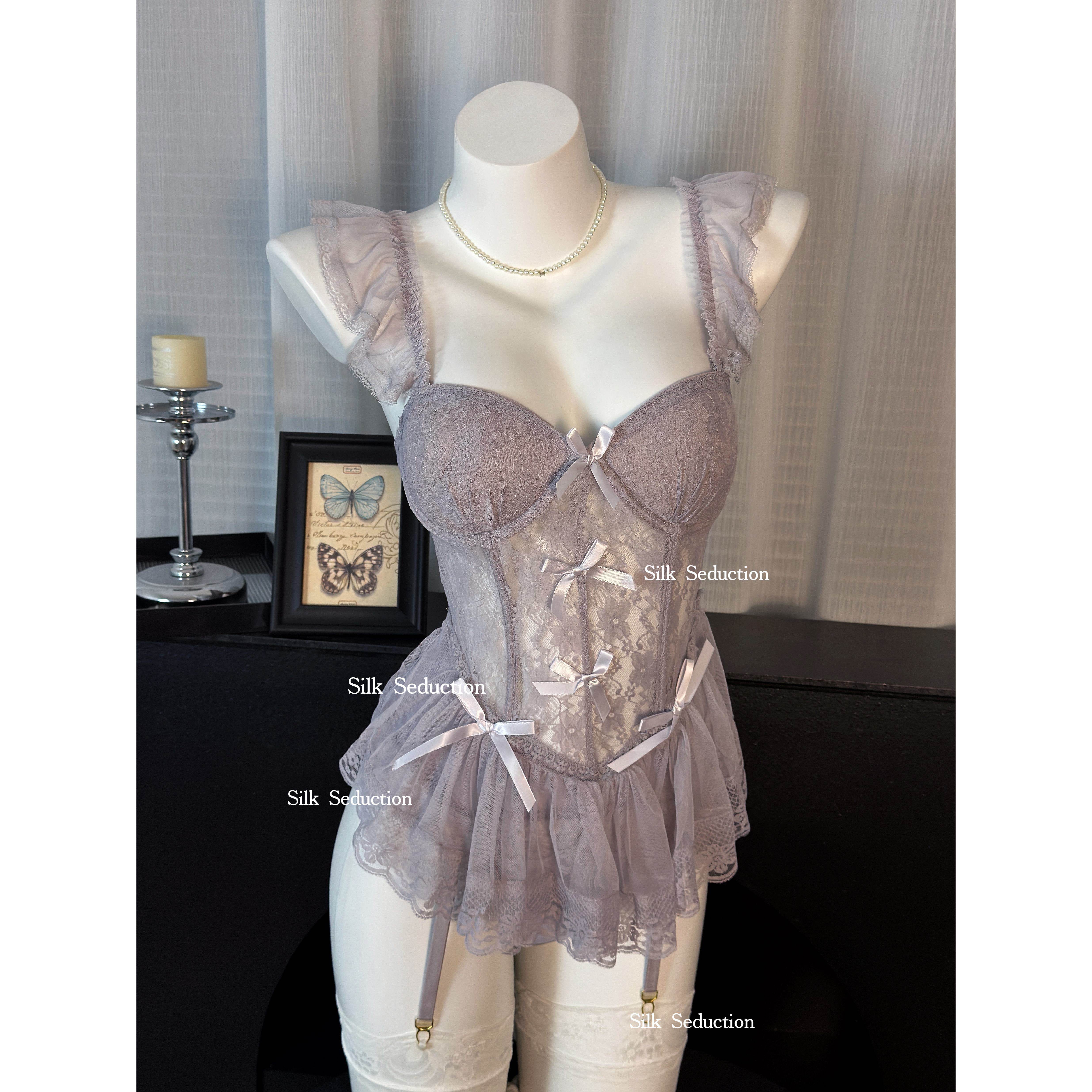 FUNNY KITTEN性感蕾丝吊带睡裙女小胸聚拢带胸垫纯欲透视睡衣套装,淘宝优惠券,粉丝福利购,淘宝优惠卷