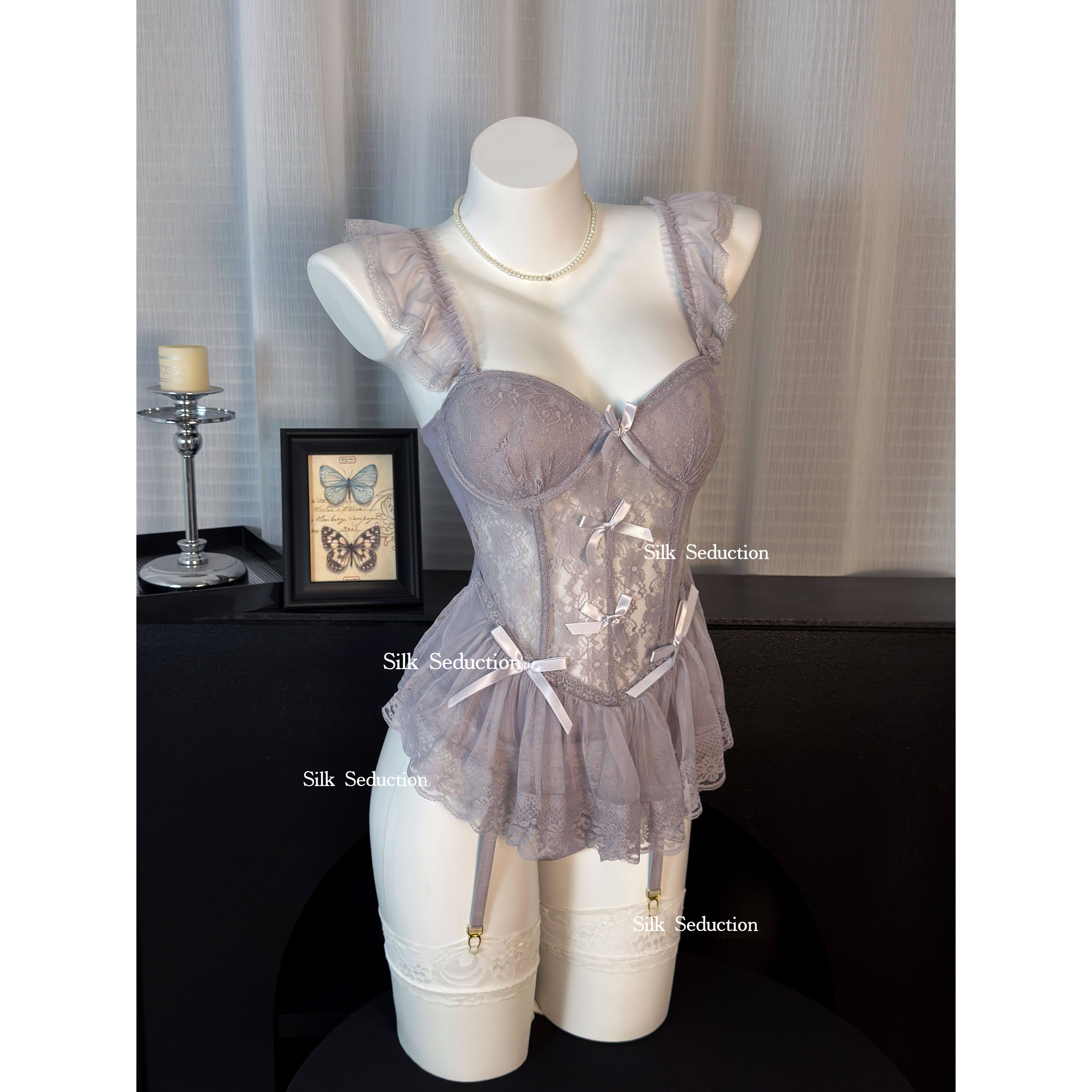 FUNNY KITTEN性感蕾丝吊带睡裙女小胸聚拢带胸垫纯欲透视睡衣套装,淘宝优惠券,粉丝福利购,淘宝优惠卷