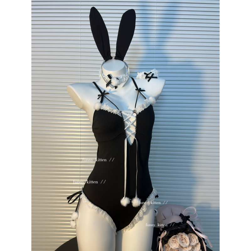 FUNNY KITTEN 神秘兔女郎性感俏皮蕾丝火辣连体衣套装禁欲cos制服 - 图0