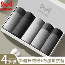 Cat Man pure cotton mens underwear Antibacterial crotch Four corners breathable Guys Hiring short pants Head thin Male underpants Underpants Autumn Winter