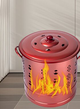 超大号不锈钢双耳烧金桶化钱炉特厚大宝桶工艺家用室内烧纸桶
