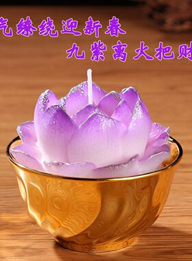2026年马年开运灯紫色莲花蜡荷花蜡烛九紫离火九运蜡烛紫气东来烛