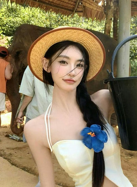 法式复古平顶麦秆草帽女夏海边