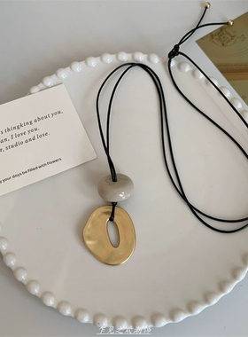 吊坠ins简约几何项链韩国长款不规则女小众气质百搭可调节配饰链