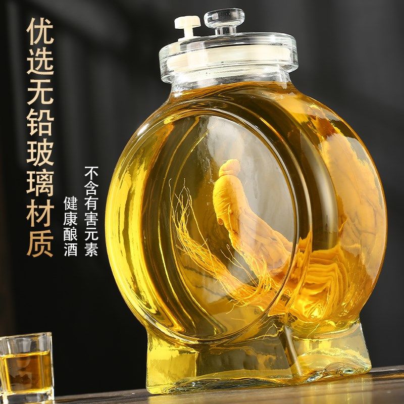 High-end sealed wine glass bottle with dragon q head household wine jar ginseng soaked wine bottle 1020 catties medicinal wine soaked wine
