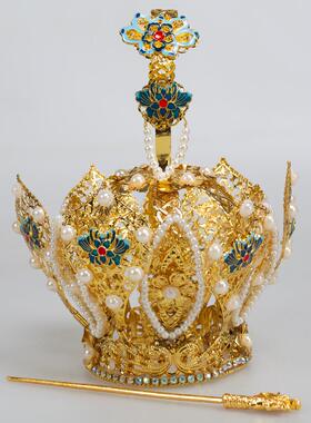 新款混元巾带假发道帽莲花发冠道士帽子男女乾坤手工编织三清巾庄