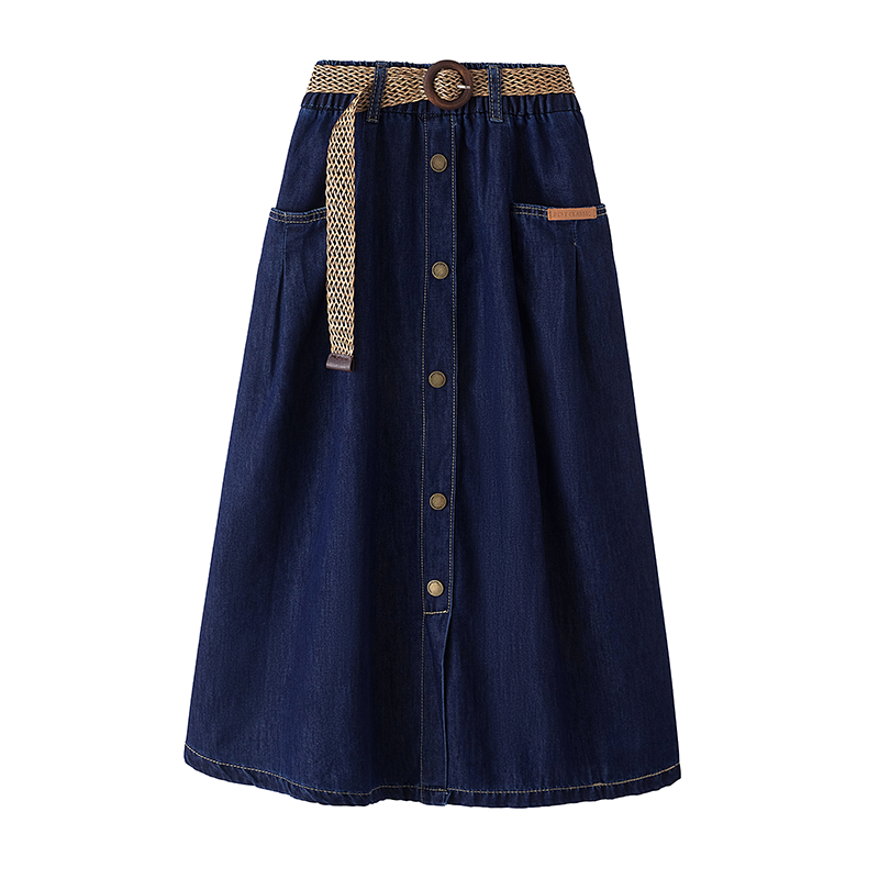加大码时尚单排扣开叉牛仔半身裙2026春季新款高腰显瘦百搭A字裙,淘宝优惠券,粉丝福利购,淘宝优惠卷