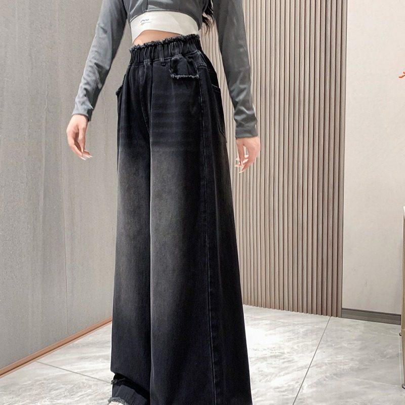 梨形身材胖MM遮肉显瘦牛仔拖地裤女加肥加大码高腰宽松休闲阔腿裤,淘宝优惠券,粉丝福利购,淘宝优惠卷