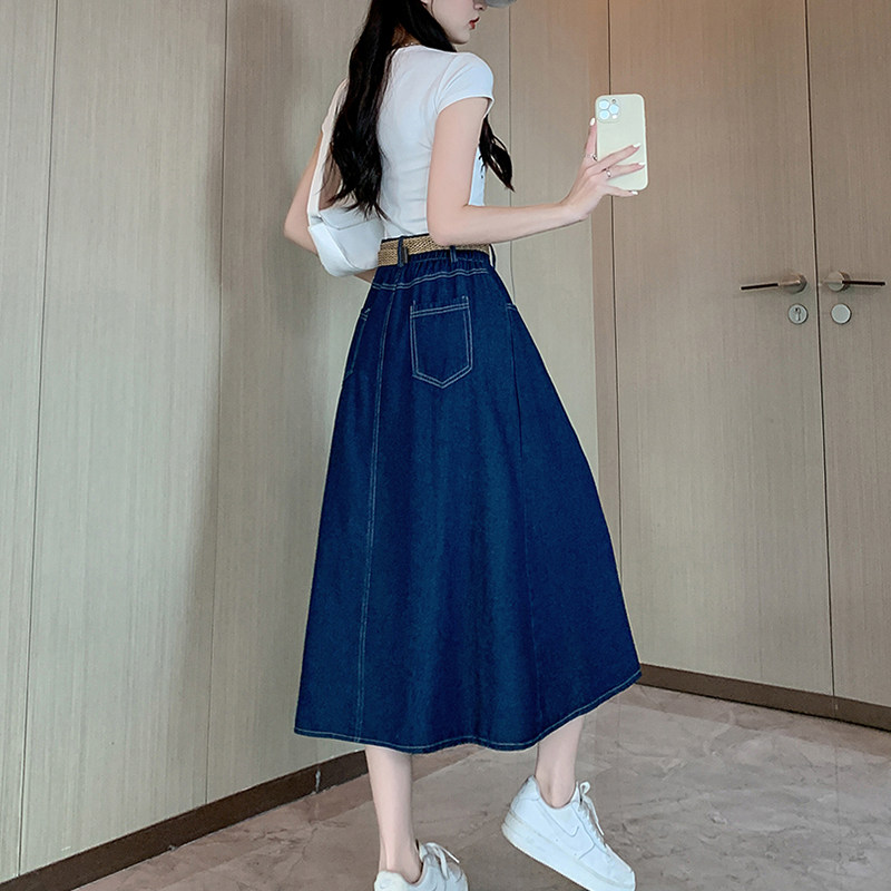 加大码时尚单排扣开叉牛仔半身裙2026春季新款高腰显瘦百搭A字裙,淘宝优惠券,粉丝福利购,淘宝优惠卷