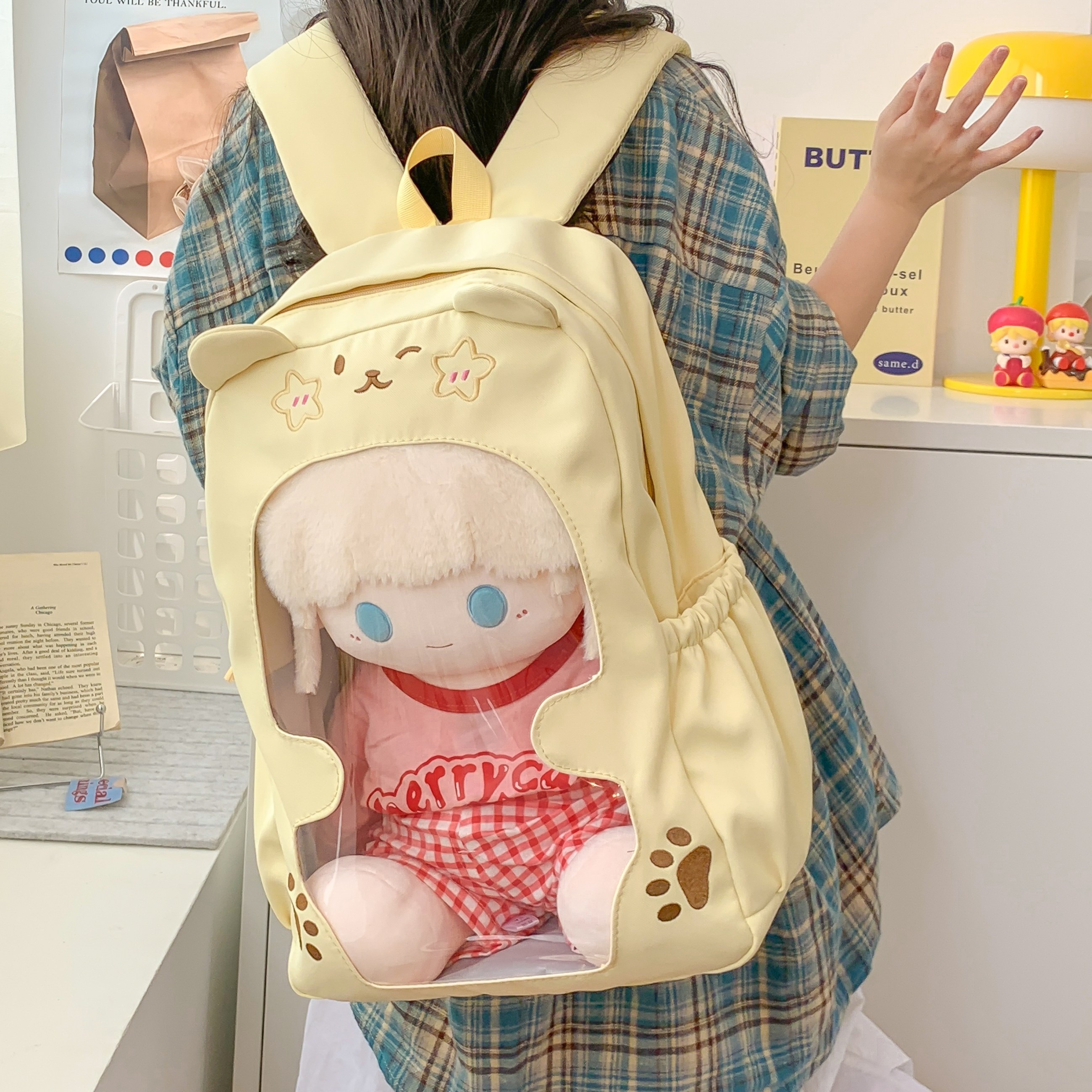 40cm娃包透明痛包大容量卡通少女玩偶棉花娃娃双肩背包晒娃包书包,淘宝优惠券,粉丝福利购,淘宝优惠卷