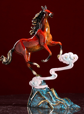 黄铜马摆件马踏祥云平步青云