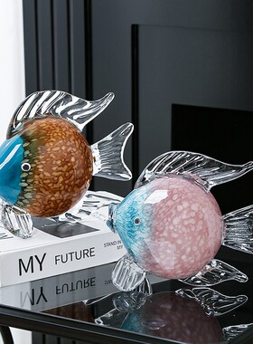 艺术玻璃亲嘴鱼对嘴鱼动物摆件