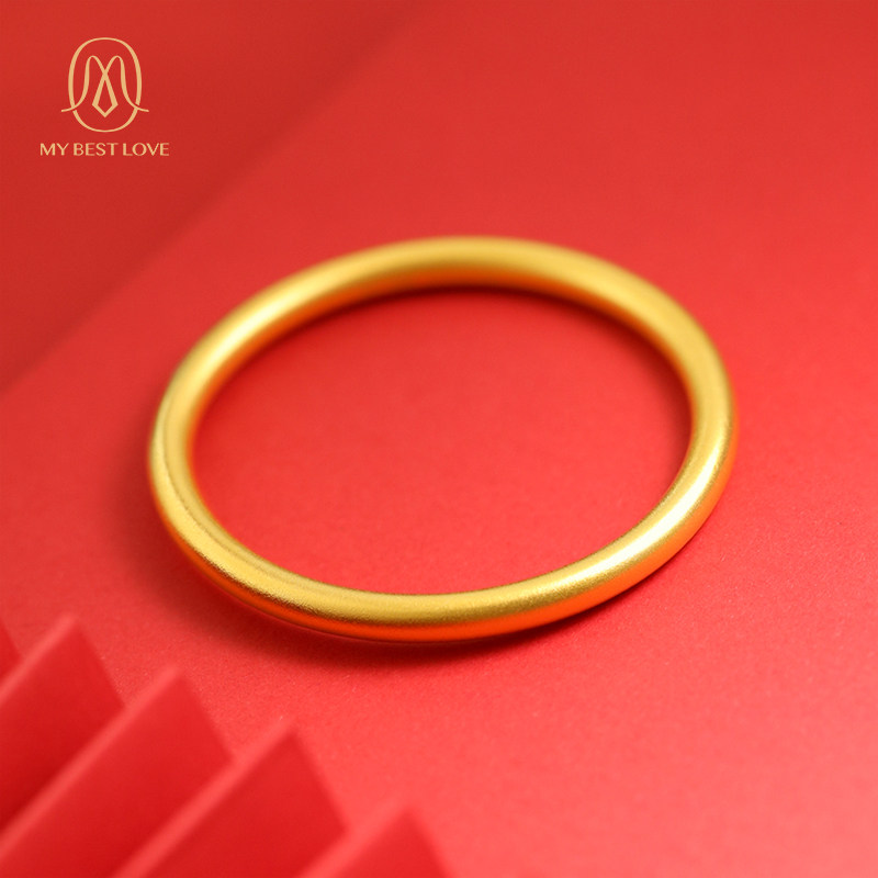 金包银手镯999足金简约黄金手镯 mybestlove手镯