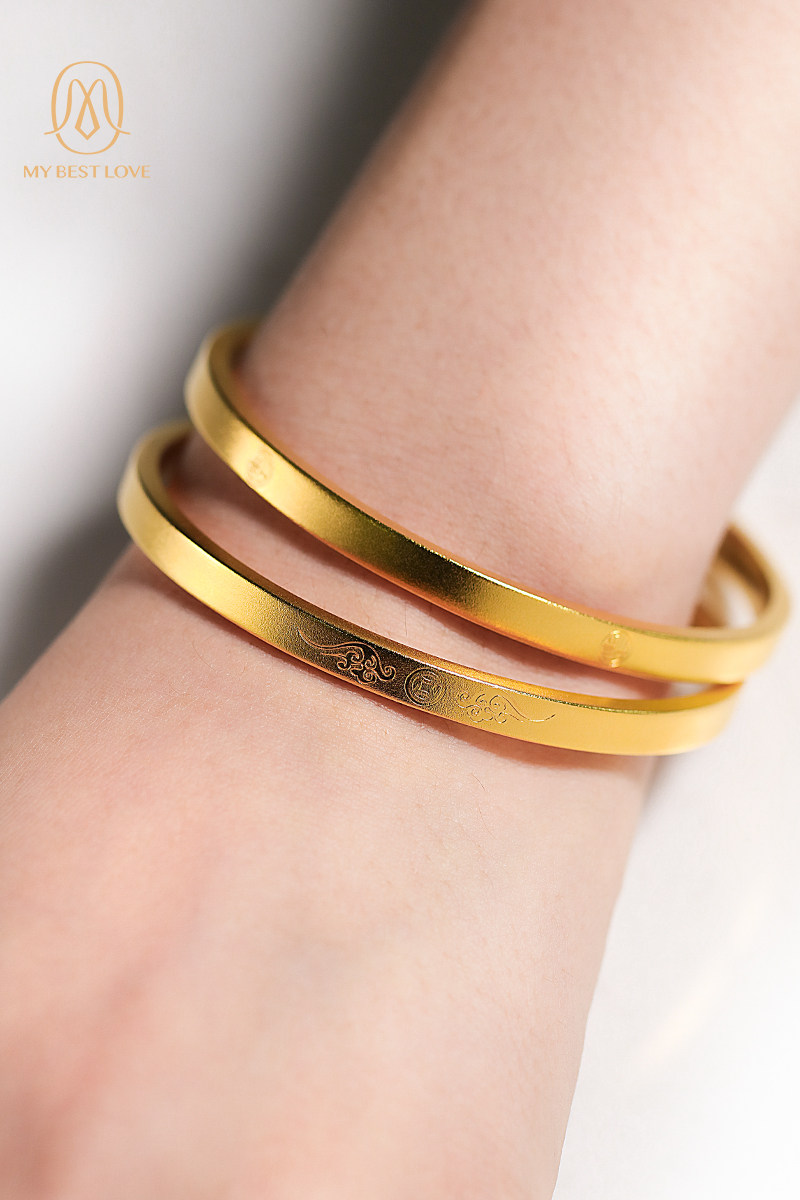 古法金包银女足金素圈实心黄金手镯 mybestlove手镯