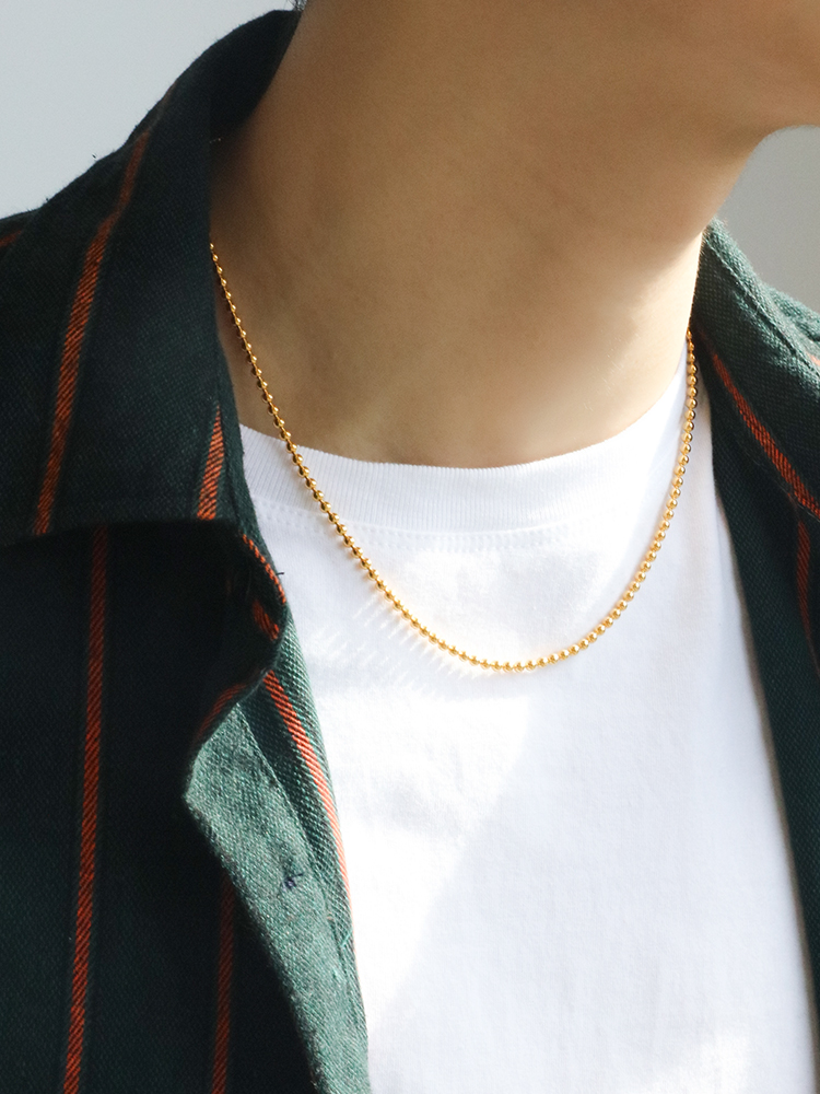 圆珠金包银个性金珠不褪色黄金项链 mybestlove项链