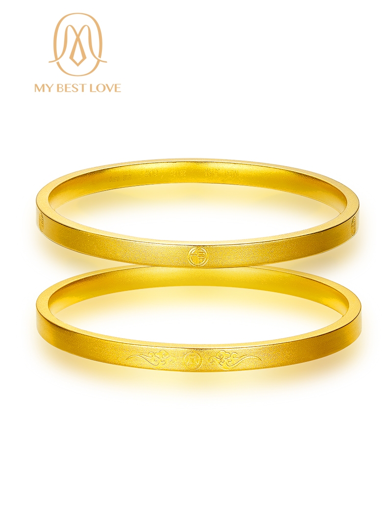古法金包银女足金素圈实心黄金手镯 mybestlove手镯
