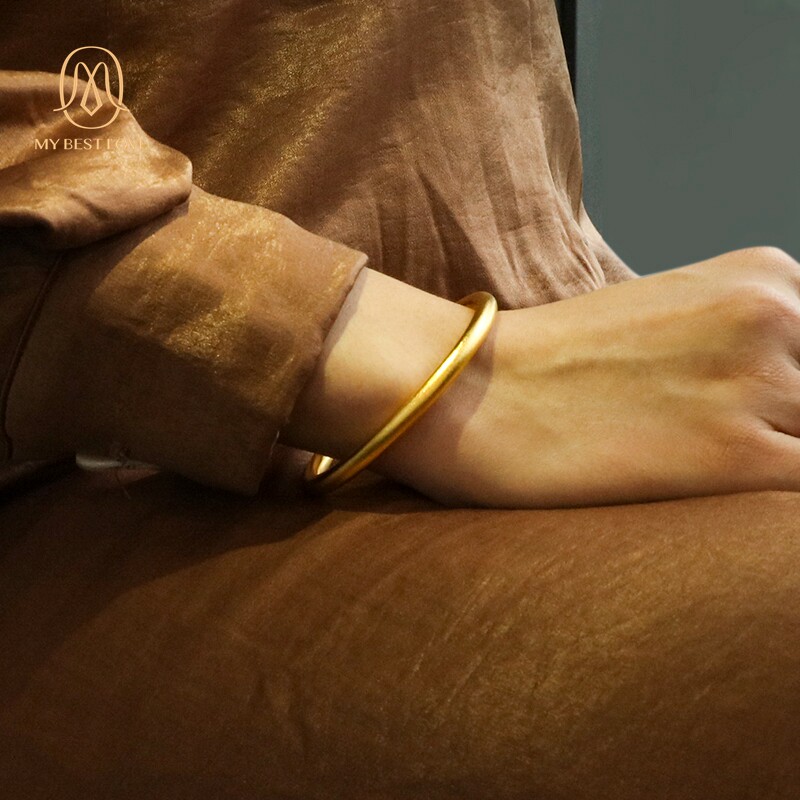 金包银手镯女纯金999纯银古法手环 mybestlove手镯