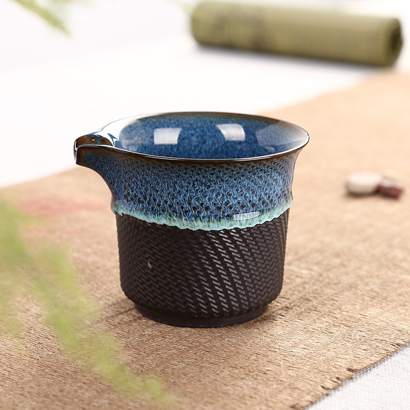 Lian Zong Jingdezhen Tianmu Glazed Jianzhan Kiln Transformed Jumping Knife Kung Fu Tea Set Ceramic Gift Customization