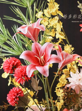 婚礼布置婚房装饰花艺结婚仿真花订婚成品客厅摆件假花婚庆地排花