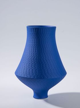 景德镇高温陶瓷花瓶中式简约克莱因蓝系列九件套