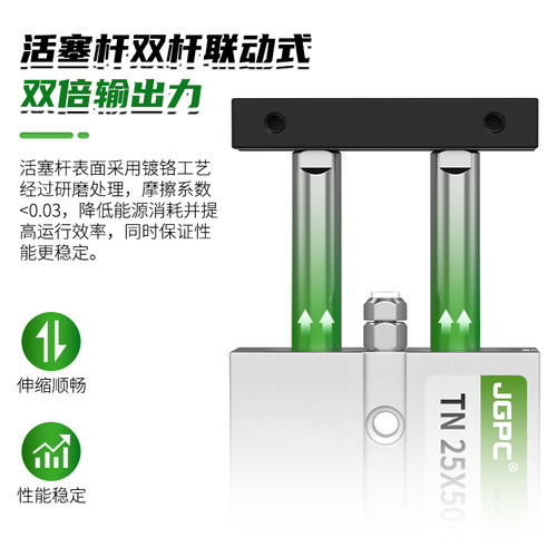 TN10气缸双轴双杆小型气动TN16X20X25X32-40-50-60-70-80-90-100S - 图1