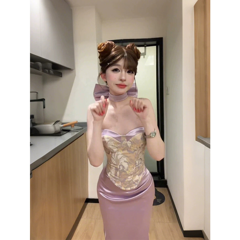 XZY 微胖纯欲性感蝴蝶结吊带鱼骨上衣女25年冬季修身包臀半裙套装,淘宝优惠券,粉丝福利购,淘宝优惠卷