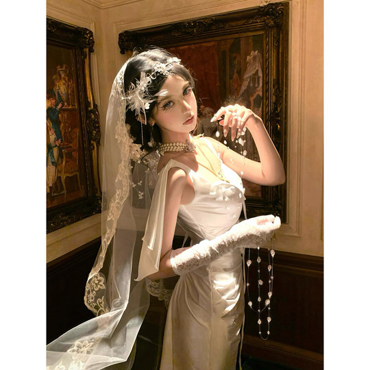 French high-end heavy industry fishbone dress